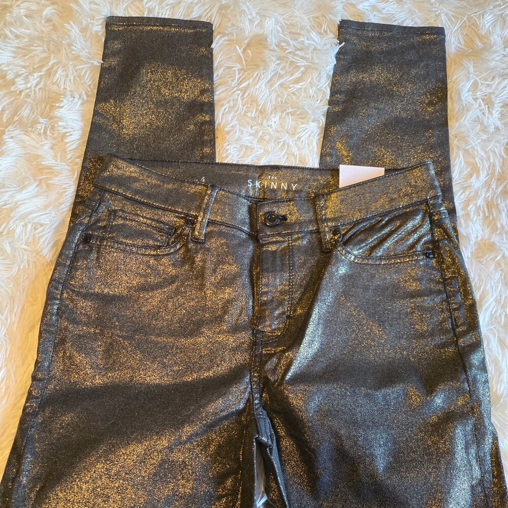NWT White House Black Market Gold Foil Jeans